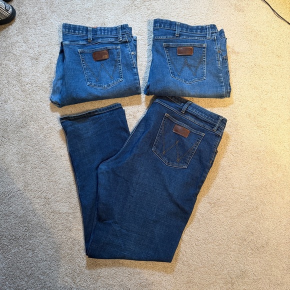 3 Pairs Wrangler Jeans Men’s 44x34 20X Slim 02 Active Flex Denim Stretch